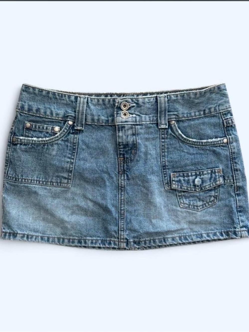 Hydraulic Light Blue Denim Mini Skirt Approx Size Medium